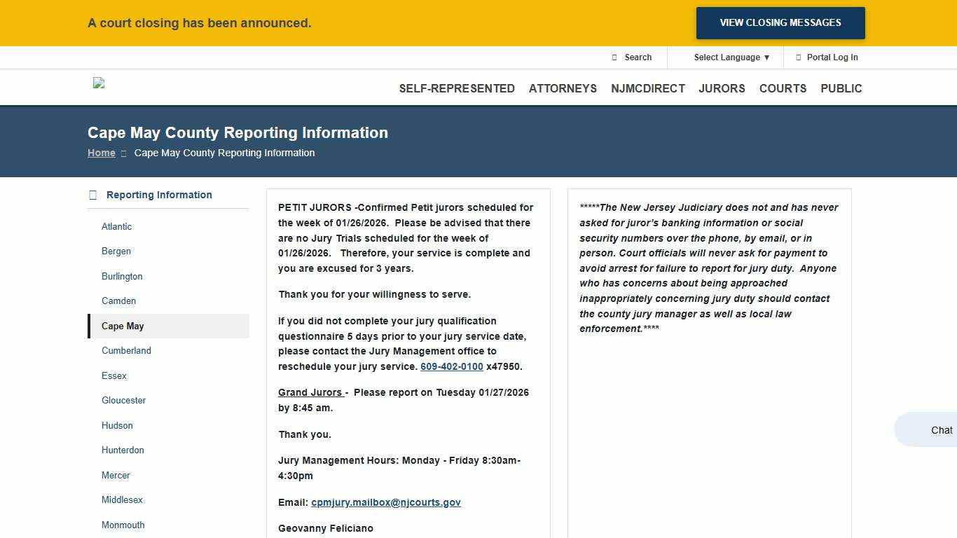 Cape May County Reporting Information